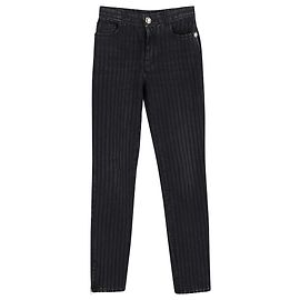 Jeans rectos de rayas Chanel en algodón gris Gris