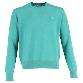 Suéter redondo de lã turquesa com patch de logo Kalon da Acne Studios Outro
