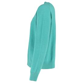 Acne-Acne Studios Kalon Knitted Logo Patch Round Neck Sweater in Turquoise Wool-Other