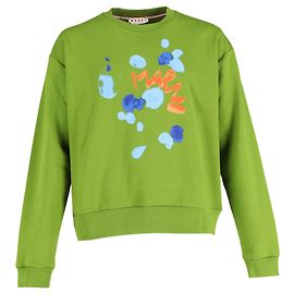Sudadera de cuello redondo en algodón verde con logo de Marni Verde