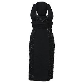 Midi-Halterkleid aus schwarzer Viskose mit Pailletten-Details von Versace Schwarz