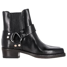 Re/Done Cavalry Harness Detail Ankle Boots in Black Leather Black