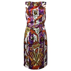 Abito mini senza maniche stampato Balenciaga in satin multicolore Multicolore