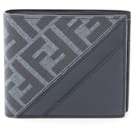 Fendi-Fendi Diagonal Bi-fold Wallet-Navy blue