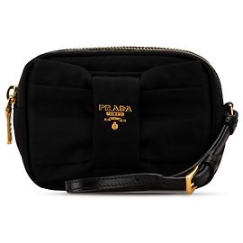 Prada schwarze Tessuto Bow Clutch Schwarz