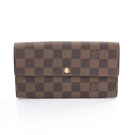Louis Vuitton-Louis Vuitton Portefeuille Sarah Damier Ebene Bi-fold Long Wallet-Brown