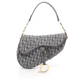 Christian Dior-Christian Dior Dior Saddle Bag Trotter Handbag-Brown,Navy blue