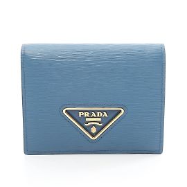 Prada VITELLO MOVE Bi-fold Wallet Blue