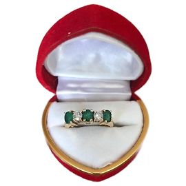 Autre Marque 14k Yellow Gold Emerald and Diamond Ring Golden