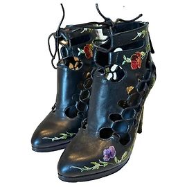 Giuseppe Zanotti Black Leather Ankle Boots Black