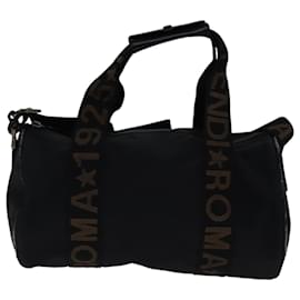 Fendi-FENDI Boston Bag Nylon 2way Black Silver 2305 26420 098 Auth bs17513-Black,Silvery