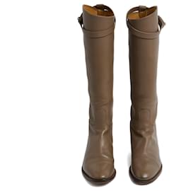Hermès-Hermès Jumping Boots EU39.5 Taupe Leather Kelly Boots UK6 US8.5 Hermes-Taupe