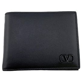 Valentino Garavani V Money Clip Bi-fold Wallet Black