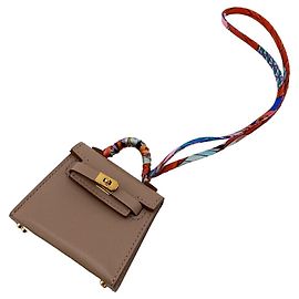 Hermès Charm de motif de sac Hermes Kelly Twilly Beige
