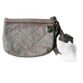 Lanvin-LANVIN Zip pouch coffee with milk leather in very good condition-Beige