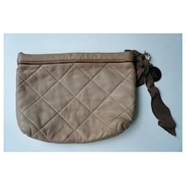 Lanvin-LANVIN Zip pouch coffee with milk leather in very good condition-Beige