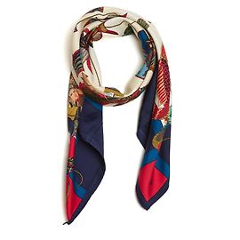 Hermès 1991 Square Scarf 90 Silk Flying Navy Ecru Silk Scarf Hermes Navy blue