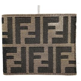 Fendi-Fendi Bi-fold Wallet in Brown Canvas and Leather-Brown