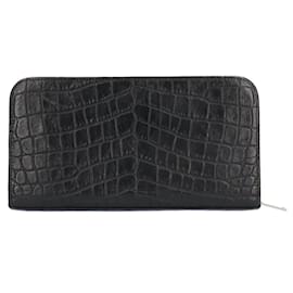Yves Saint Laurent-Yves Saint Laurent Black Leather Long Wallet-Black