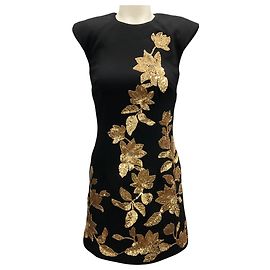 Robe mini Versailles en sequins floraux noirs et dorés de Rebecca Vallance Noir