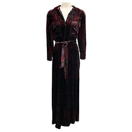L'Agence Maxikleid aus Samt Cameron Multi Black / Red von der Agentur Rot