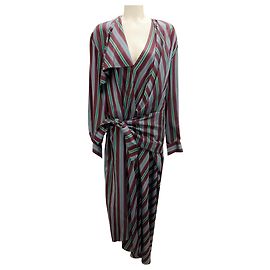 Robe maxi multicolore à rayures bordeaux / violet / vert de Maison Rabih Kayrouz Multicolore