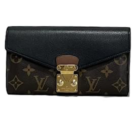 Louis Vuitton-Louis Vuitton Monogram Portefeuille Pallas M58415 Long Wallet-Brown,Black