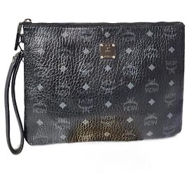 MCM Visetos Clutch/Bracciale Borsa Nera/Grigia Nero Grigio