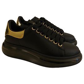 Baskets Alexander McQueen Oversized Cuir Noir et Or 38 Noir Doré