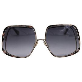 Chloé Hanah Squared Metal Sunglasses In Brown Metal Brown