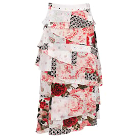 Falda midi asimétrica patchwork Vilshenko en seda multicolor Multicolor Otro