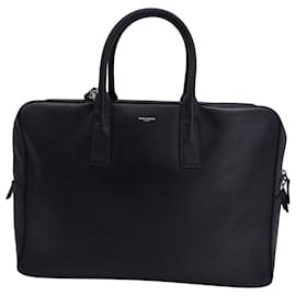 Saint Laurent-Saint Laurent Small Museum Briefcase in Black Grained Leather-Black