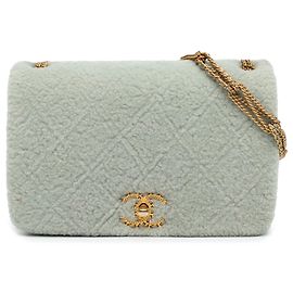 Chanel Graue Stepp-Schafsleder-Ketten-Clutch Braun Grau