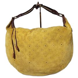 Borsa a spalla Louis Vuitton Monogram Suede Onatah GM Gialla Giallo