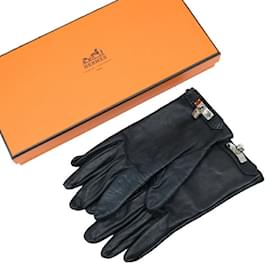 Hermès-Hermes Kelly Gloves in Black Lambskin-Black