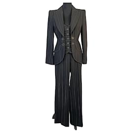 Escada-Pinstriped jacket and pants for women Escada-Black