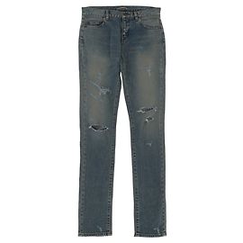 Jeans skinny strappati da donna Saint Laurent Blu