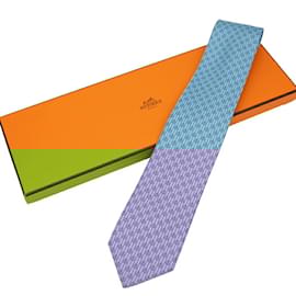 Hermès-Hermes Blue Silk Cravat-Blue