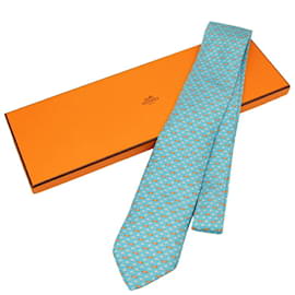 Hermès-Hermes Light Blue Silk Cravat-Light blue