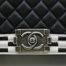 Chanel-Chanel Boy Chanel Chain Shoulder Bag-Black,White
