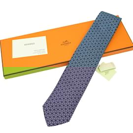 Hermès-Hermes Blue Silk Cravat-Blue