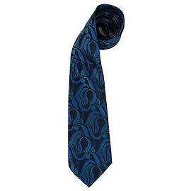 Gravata azul e preta Gianni Versace vintage dos anos oitenta Preto Azul