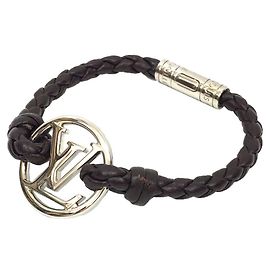 Pulseira de charme de couro marrom Louis Vuitton Marrom