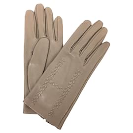 Hermès-Hermes Etoupe Gray Lambskin Short Gloves-Taupe