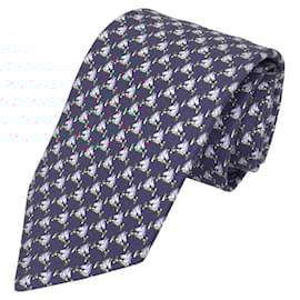 Hermès-Hermes Navy Silk Cravat-Navy blue