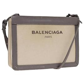 Balenciaga-BALENCIAGA Shoulder Bag Canvas Gray Beige Silver 390641 Auth ep5489-Brown,Silvery,Beige