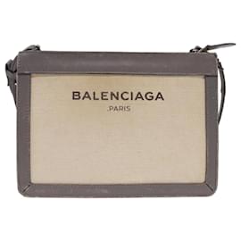 Balenciaga-BALENCIAGA Shoulder Bag Canvas Gray Beige Silver 390641 Auth ep5489-Brown,Silvery,Beige