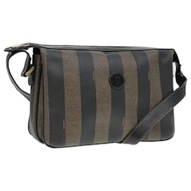 Fendi-Sac à épaule en toile Pecan FENDI marron noir or Auth ep5562-Marron,Noir,Doré