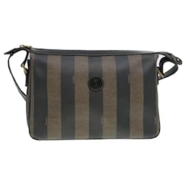 Fendi-Sac à épaule en toile Pecan FENDI marron noir or Auth ep5562-Marron,Noir,Doré