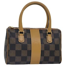 Fendi-Sac Boston en toile Pecan FENDI marron noir or Auth 89110-Marron,Noir,Doré